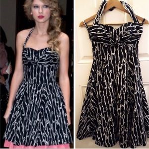 Anthropologie Girls From Savoy Cerys Halter Dress Black & White Size 6